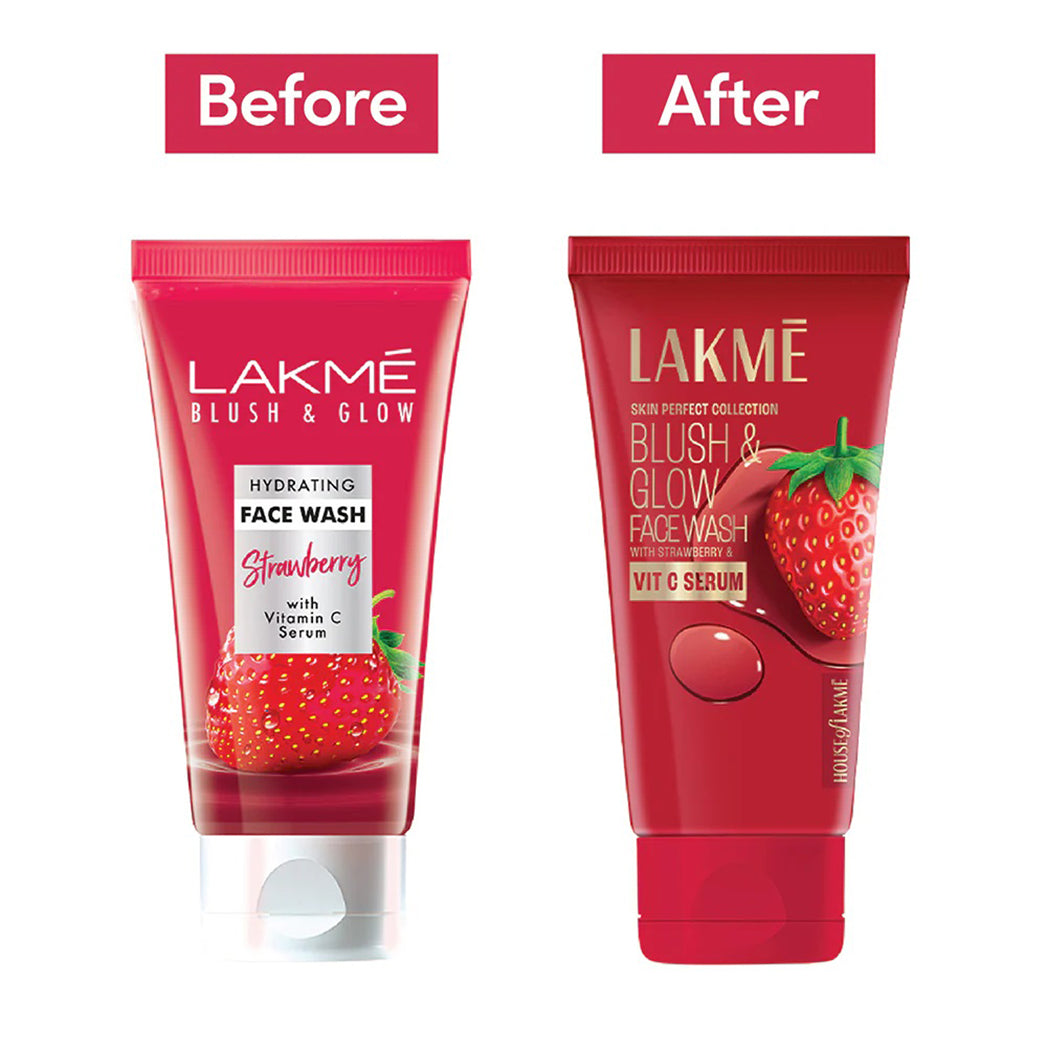 Lakme Blush & Glow Strawberry Facewash, with Vitamin C Serum