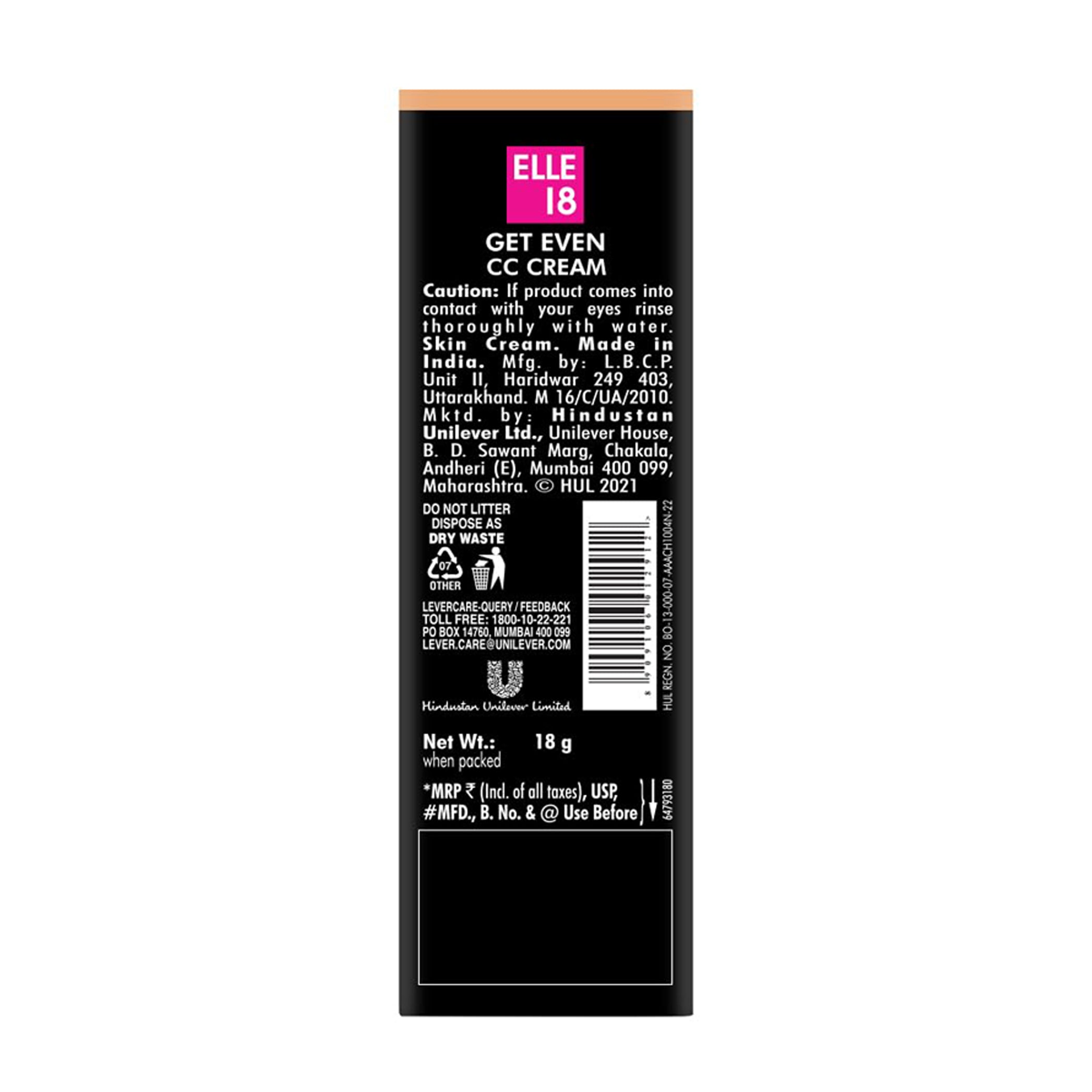 Lakme Elle 18 Get Even Cc Cream 18G