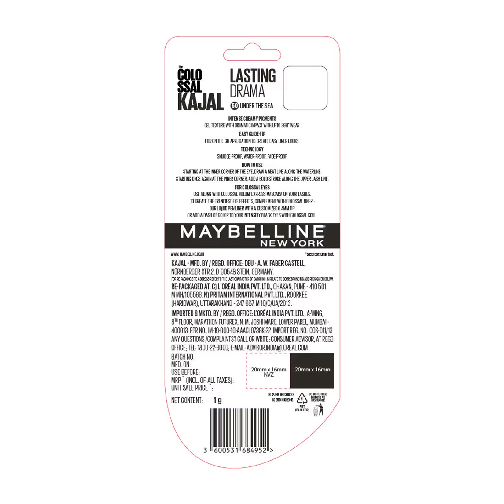 Maybelline Colossal Kajal Lasting Drama Up TO 36HR 0.31G