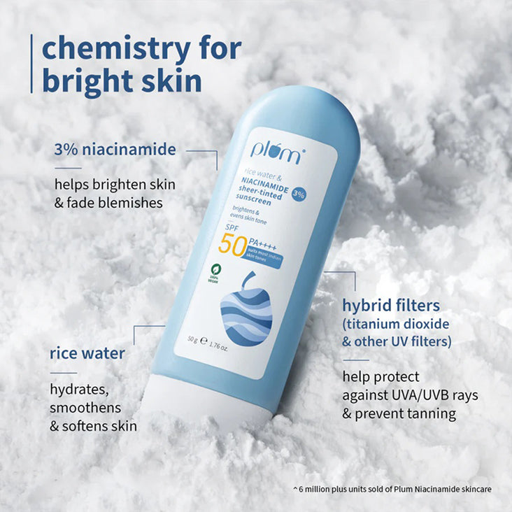 Plum 3Per Niacinamide Rice Water SPF 50 Sheer-Tinted Sunscreen