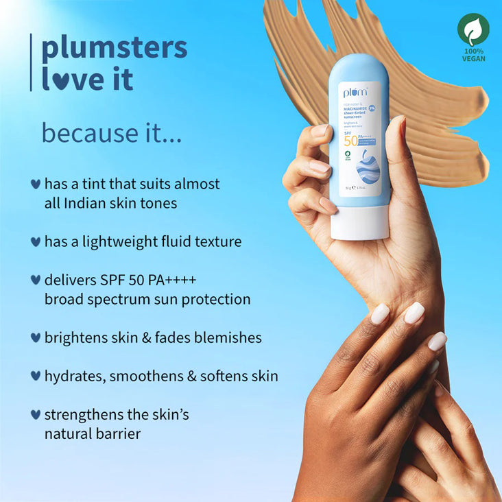 Plum 3Per Niacinamide Rice Water SPF 50 Sheer-Tinted Sunscreen