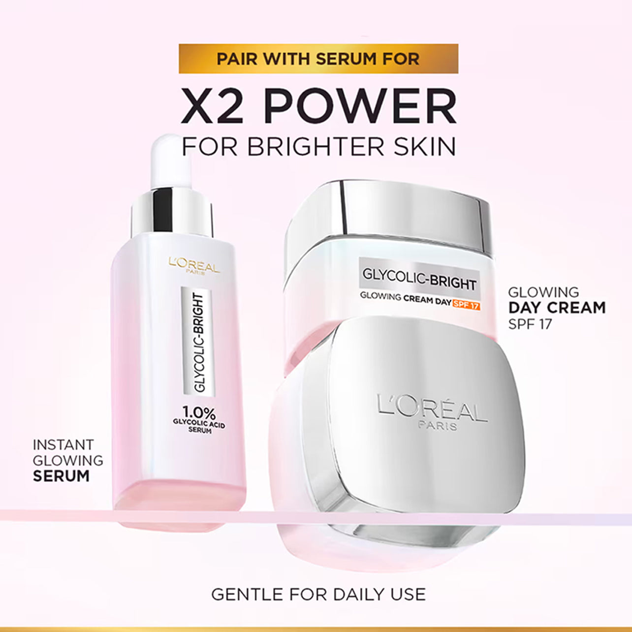 Loreal Glycolic Day Cream + Night Cream+Serum 50+50+30ML