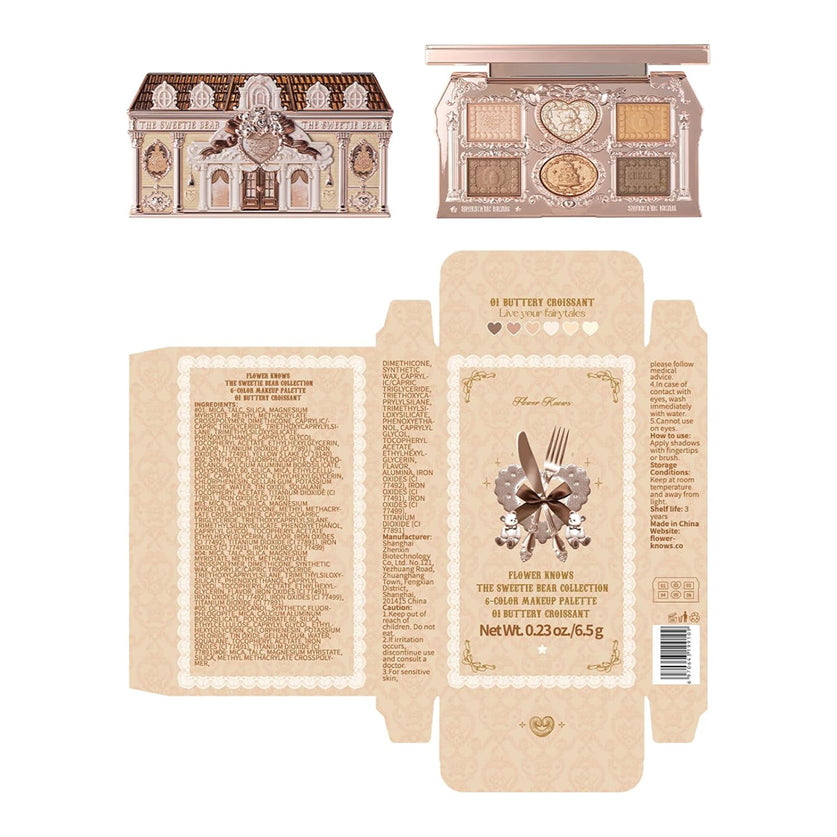 Flower Knows The Sweetie Bear Collection 6-Color Eyeshadow Palette 6.5g