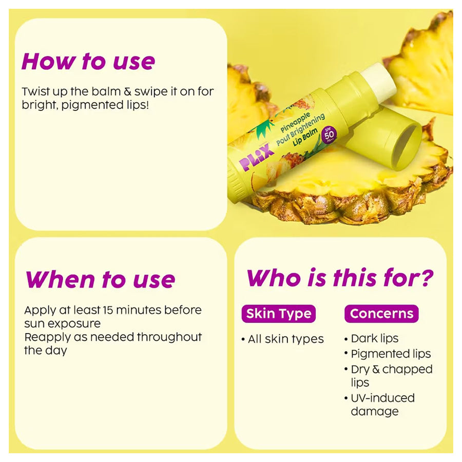 Plix Pineapple Brightening Lip Balm With SPF 50 4GM