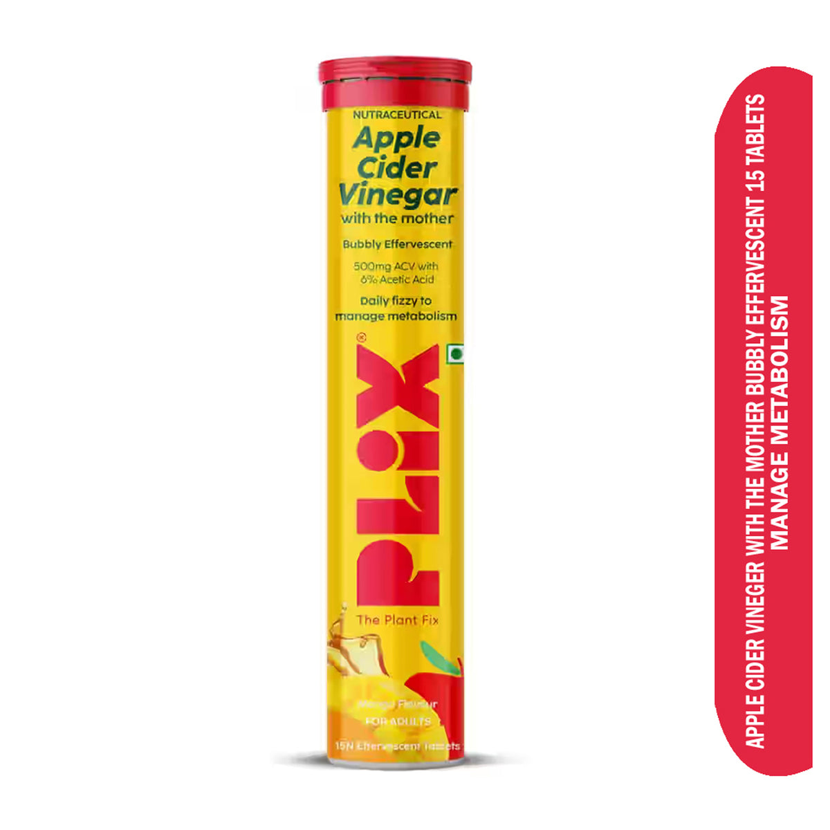 Plix Apple Cider Vinegar With The Mother Bubbly Effervescent 15Tablets
