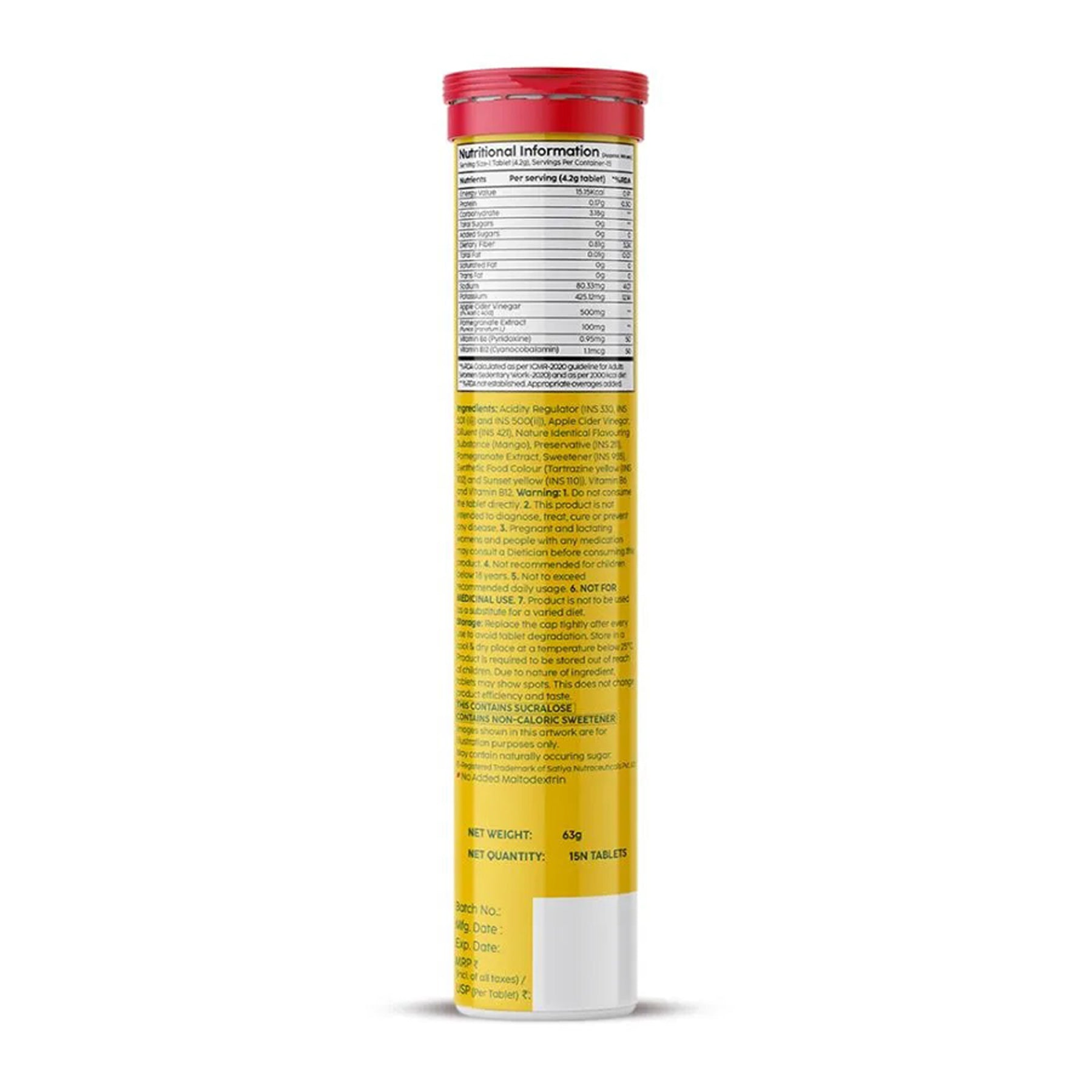 Plix Apple Cider Vinegar With The Mother Bubbly Effervescent 15Tablets