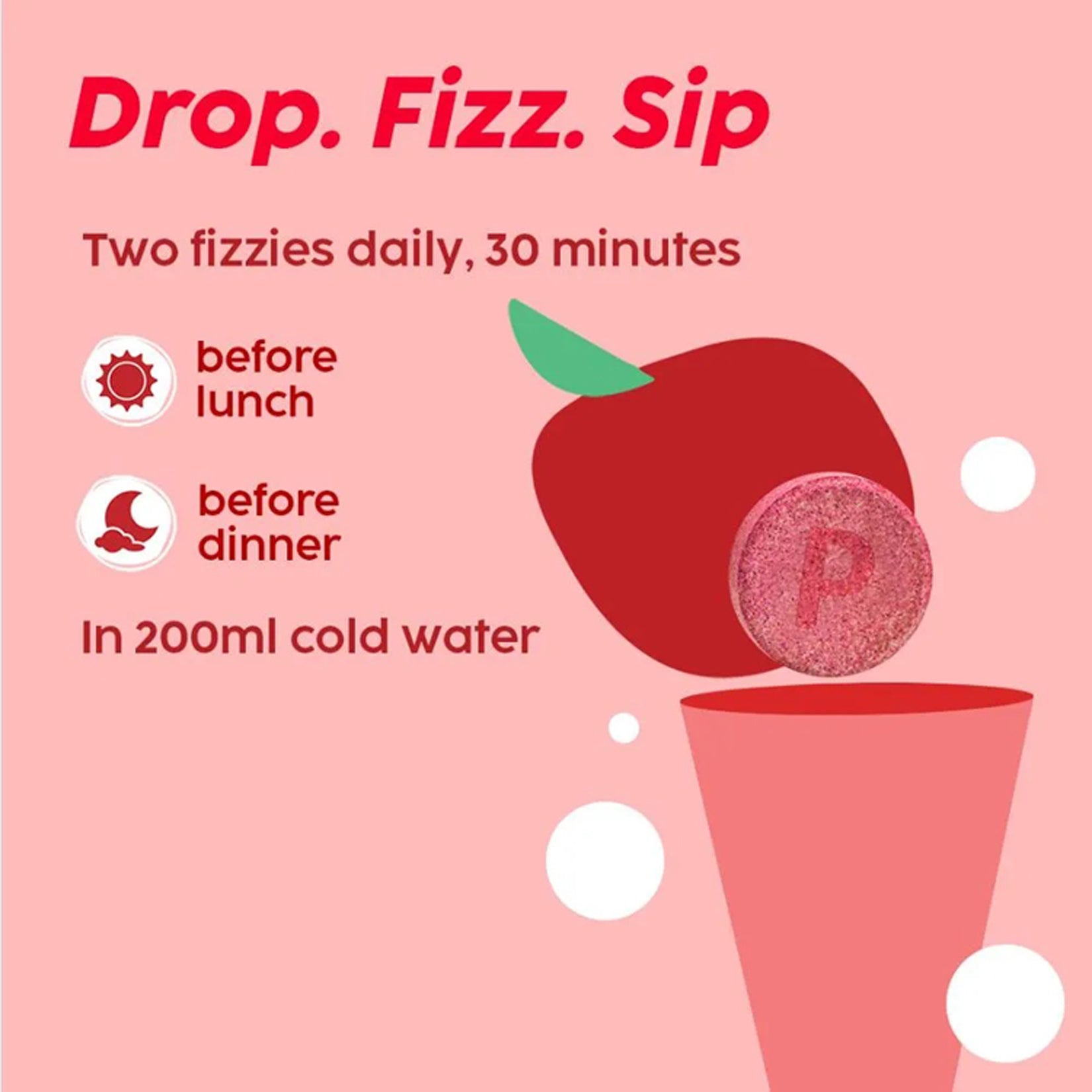 Plix Apple Cider Vinegar With The Mother Bubbly Effervescent 15Tablets