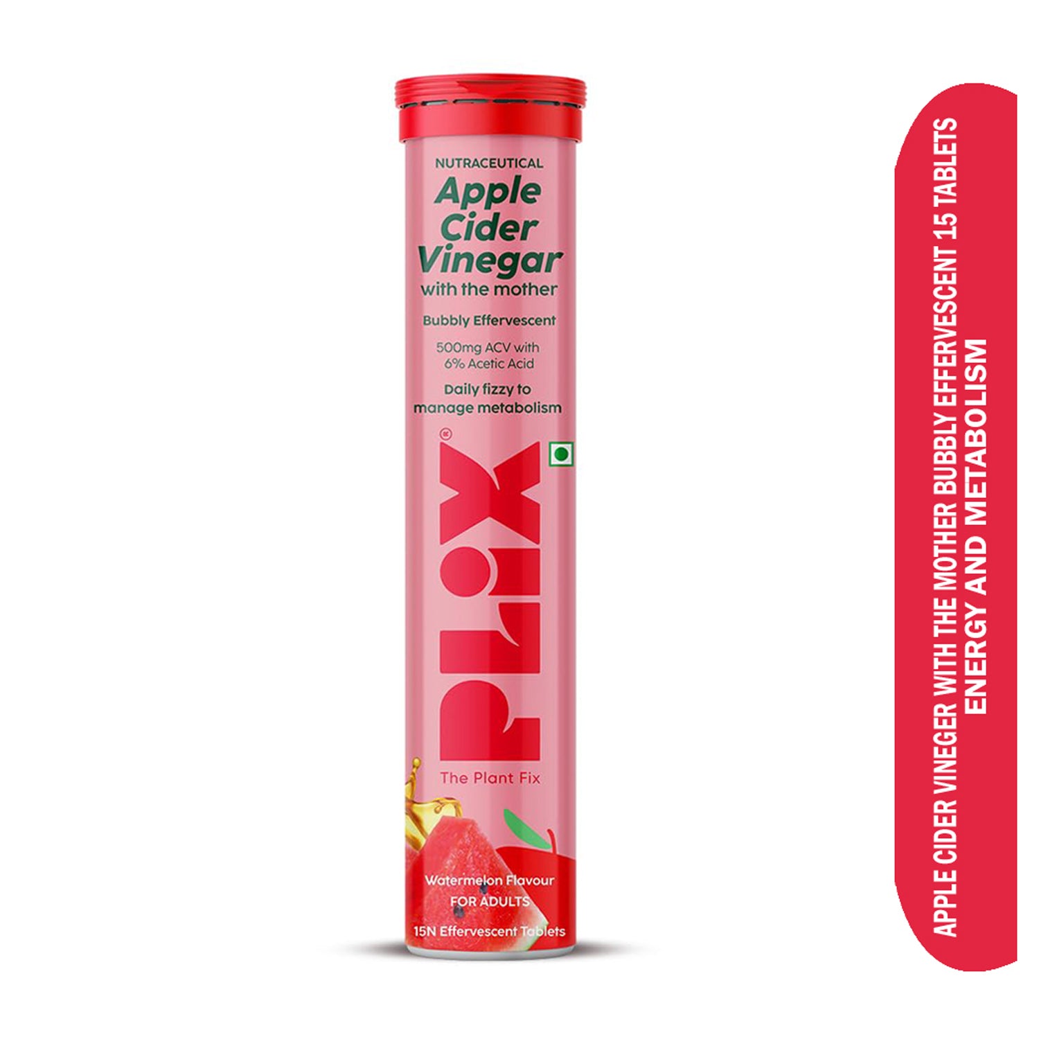 Plix Apple Cider Vinegar With The Mother Bubbly Effervescent 15Tablets