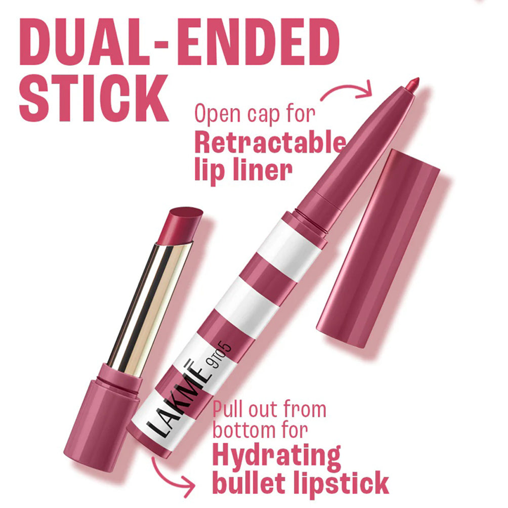 Lakme 9to5 Hya Beach Edit, Lipstick + Liner Duo, SPF 30 2.24g