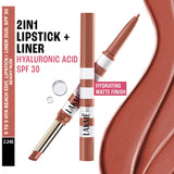 Lakme 9to5 Hya Beach Edit, Lipstick + Liner Duo, SPF 30 2.24g