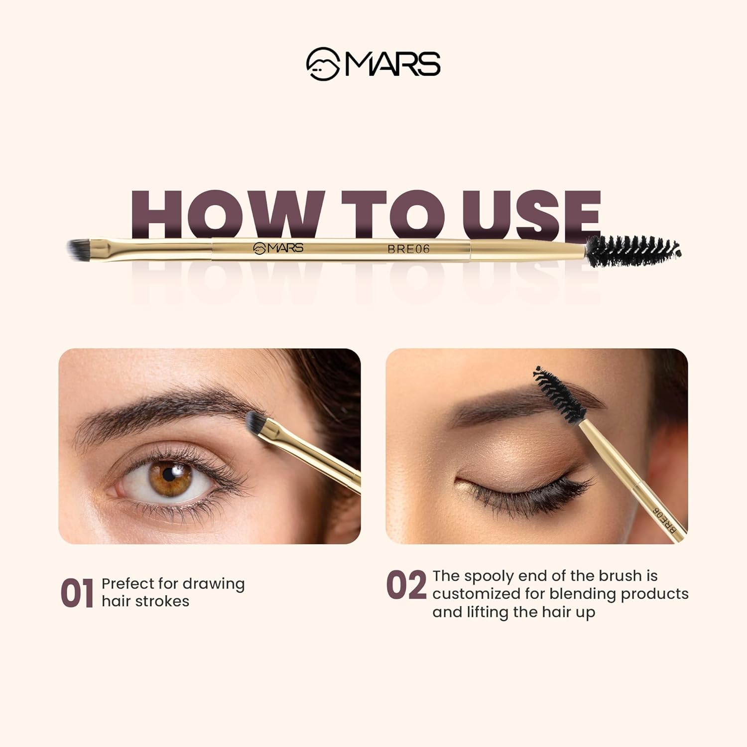 Mars Artist Arsenal Professional Angled Brush With Spoolie (Bre06)