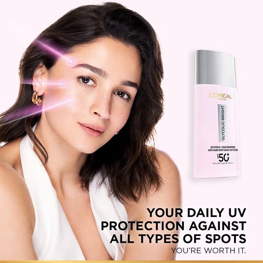 Loreal Paris Glycolic-Bright UV Fluid SPF 50+ PA++++ Anti-Dark Spot Fluid Sunscreen 50ML