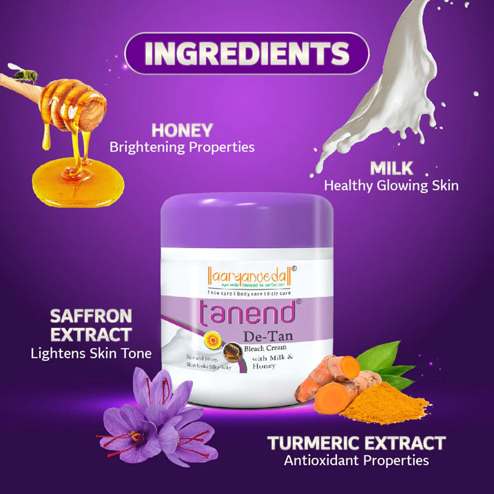Aaryanveda Tanend De-Tan Bleach Cream With Milk & Honey