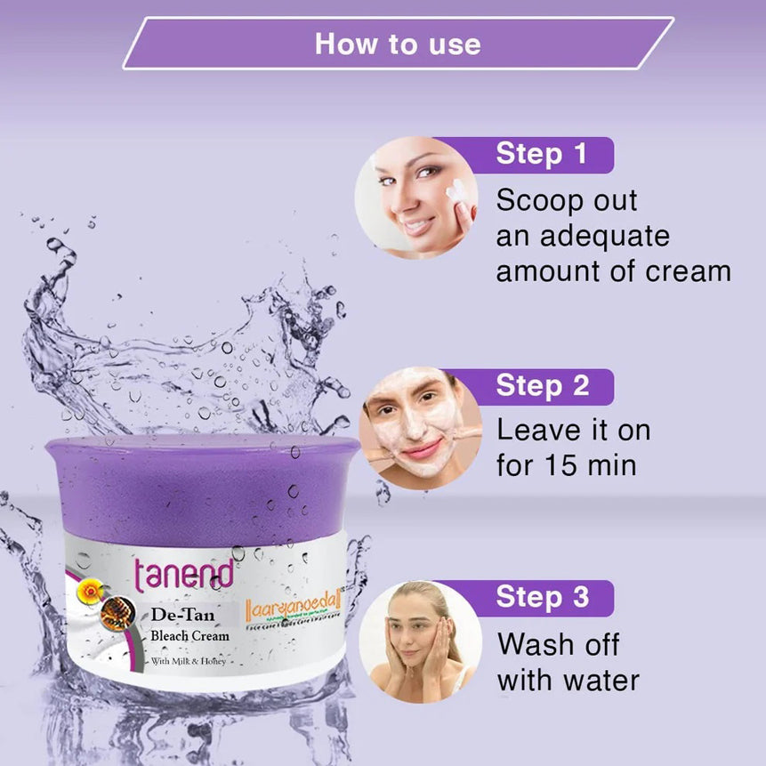Aaryanveda Tanend De-Tan Bleach Cream With Milk & Honey