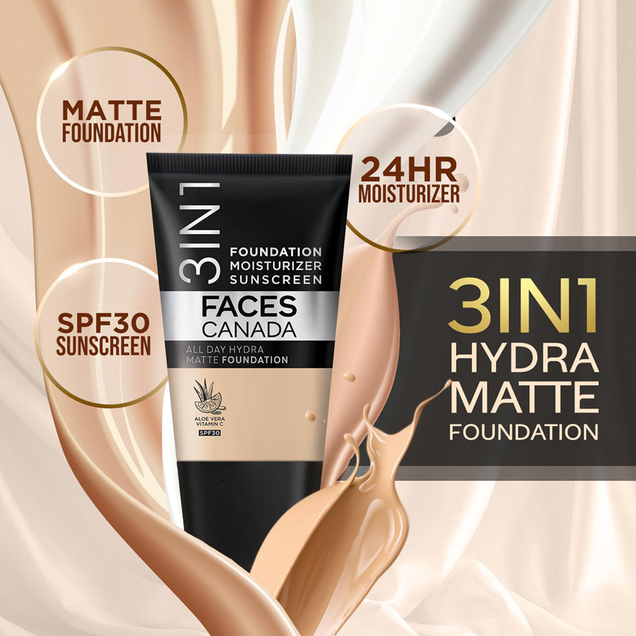 Faces3 in 1 All Day Hydra Matte Mini Foundation 18ml