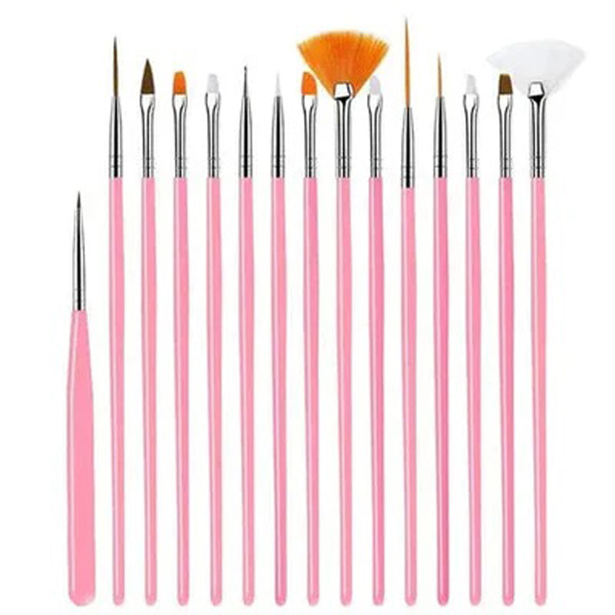 Shills Nail Art Brush Set Pink 15Pcs