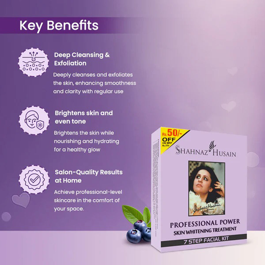 Shahnaz Husain Power Skin Whitening Treatment 7 Steps Facial Kit (48g + 15ml)