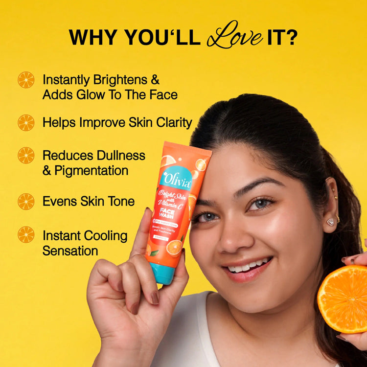 Olivia Bright Skin Face Wash with Vitamin C for Instant Glow