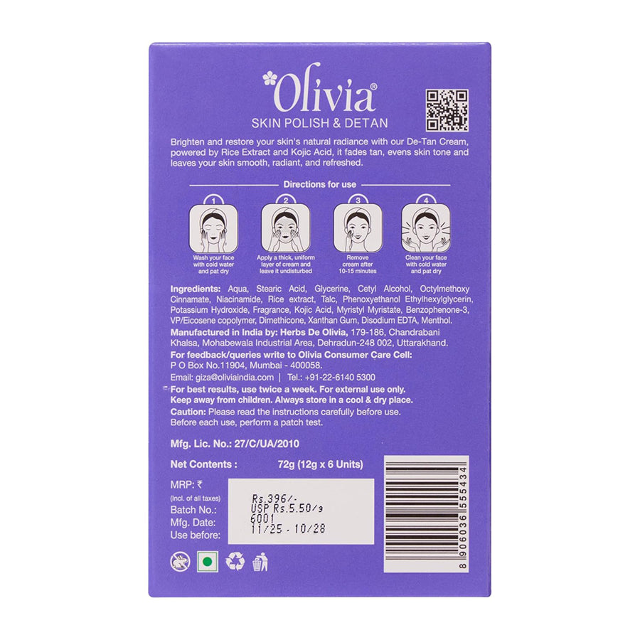 Oliva Detan Cream With Kojic Acid & Rice