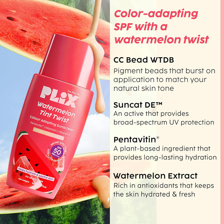 Plix Watermelon Tint Twist Colour Adapting Sunscreen SPF 50++++ 50ml
