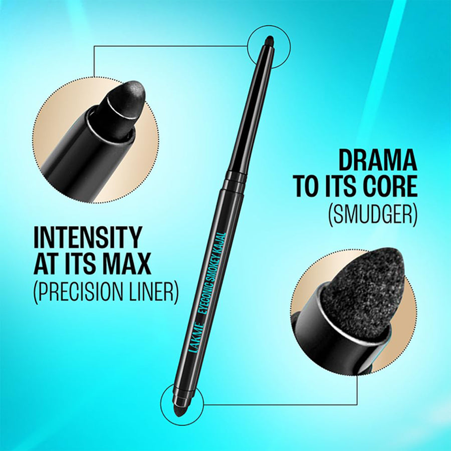 Lakme 9-5 Eyeconic Smokey Kajal Black 0.35g