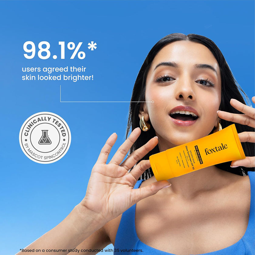 Foxtale Golden Hour SPF 50 Glow Sunscreen with Vitamin C & Niacinamide