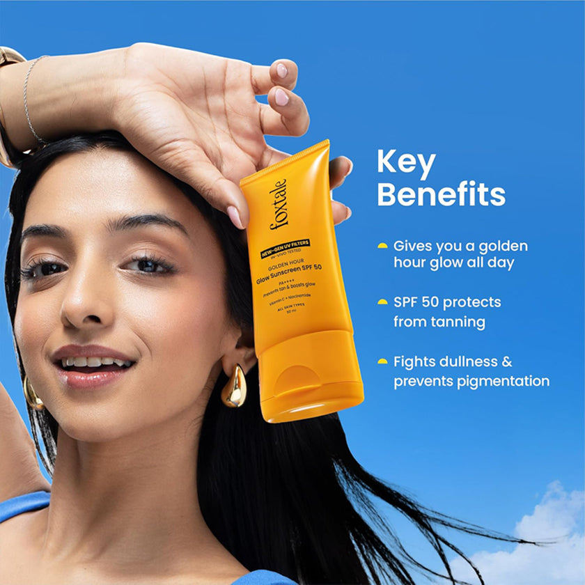 Foxtale Golden Hour SPF 50 Glow Sunscreen with Vitamin C & Niacinamide