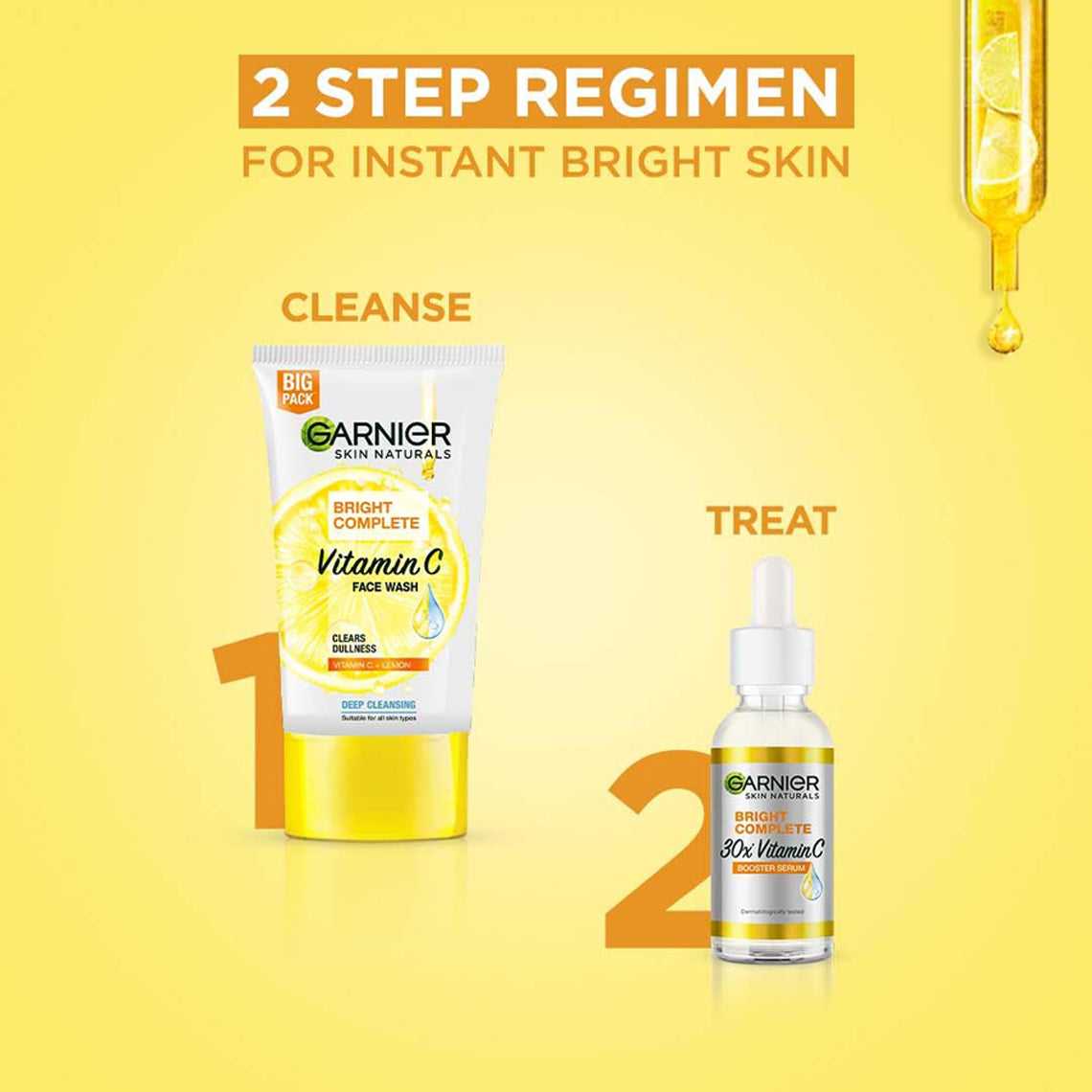 Garnier Bright Complete Facewash 50G*1 N& Bright Complete Vitamin C Serum 15*1N