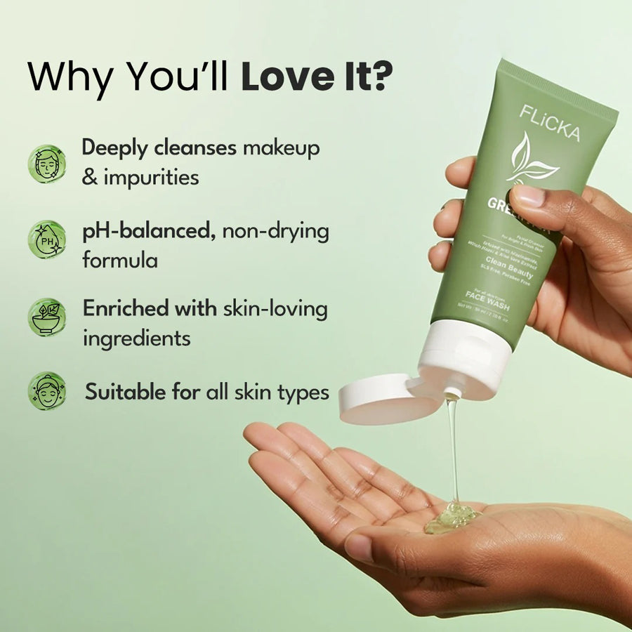 Flicka Green Tea Facial Cleanser 80ML