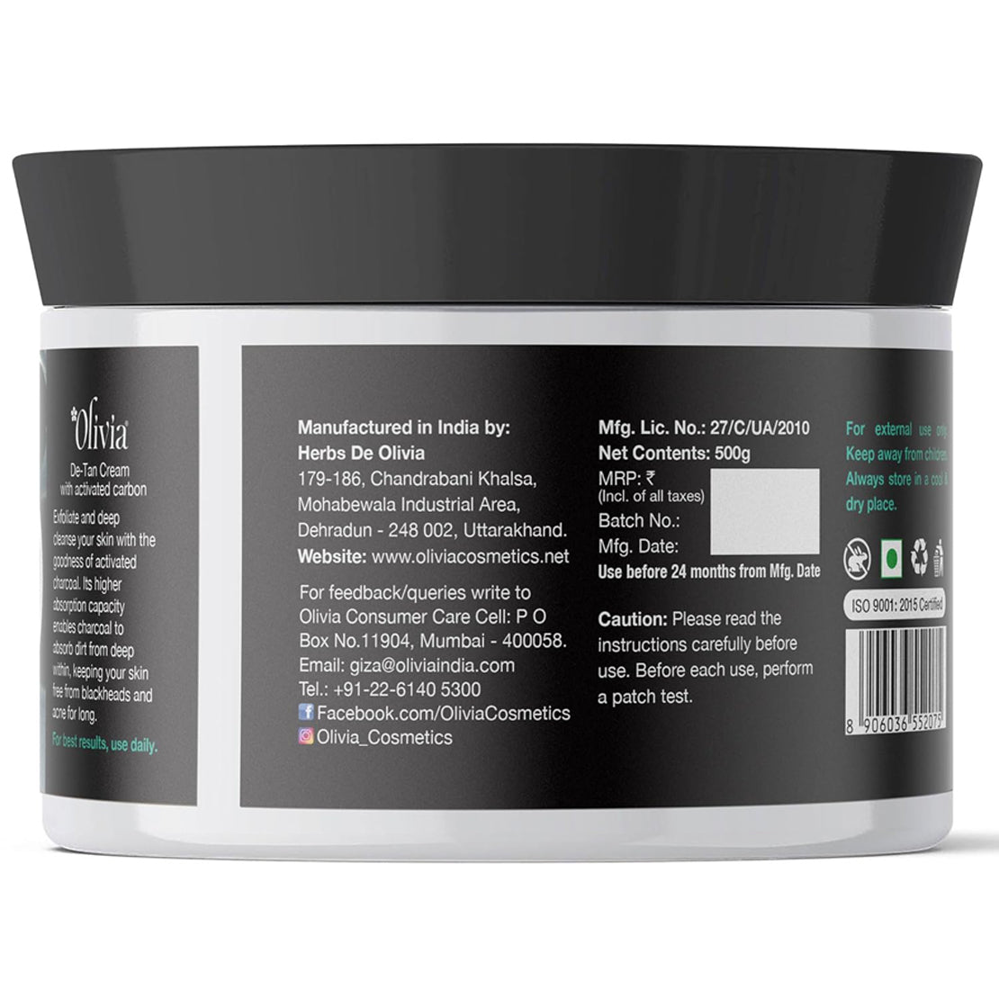 Olivia De Tan Cream With Activated Carbon