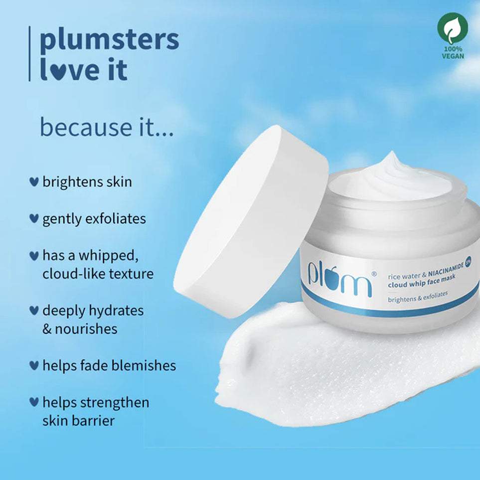 Plum Rice Water & 5er Niacinamide Cloud Whip Face Mask 50g