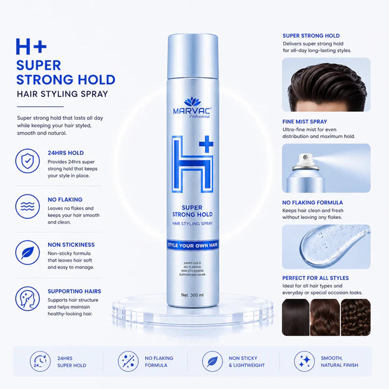 Marvac H+ Super Strong Hold Hair Styling Spray 300ml