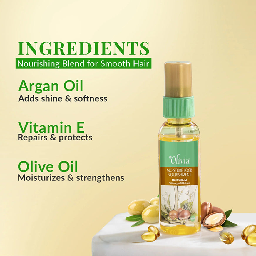 Olivia Moisture Lock Nourishment Hair Serum With Argan Oil Extract