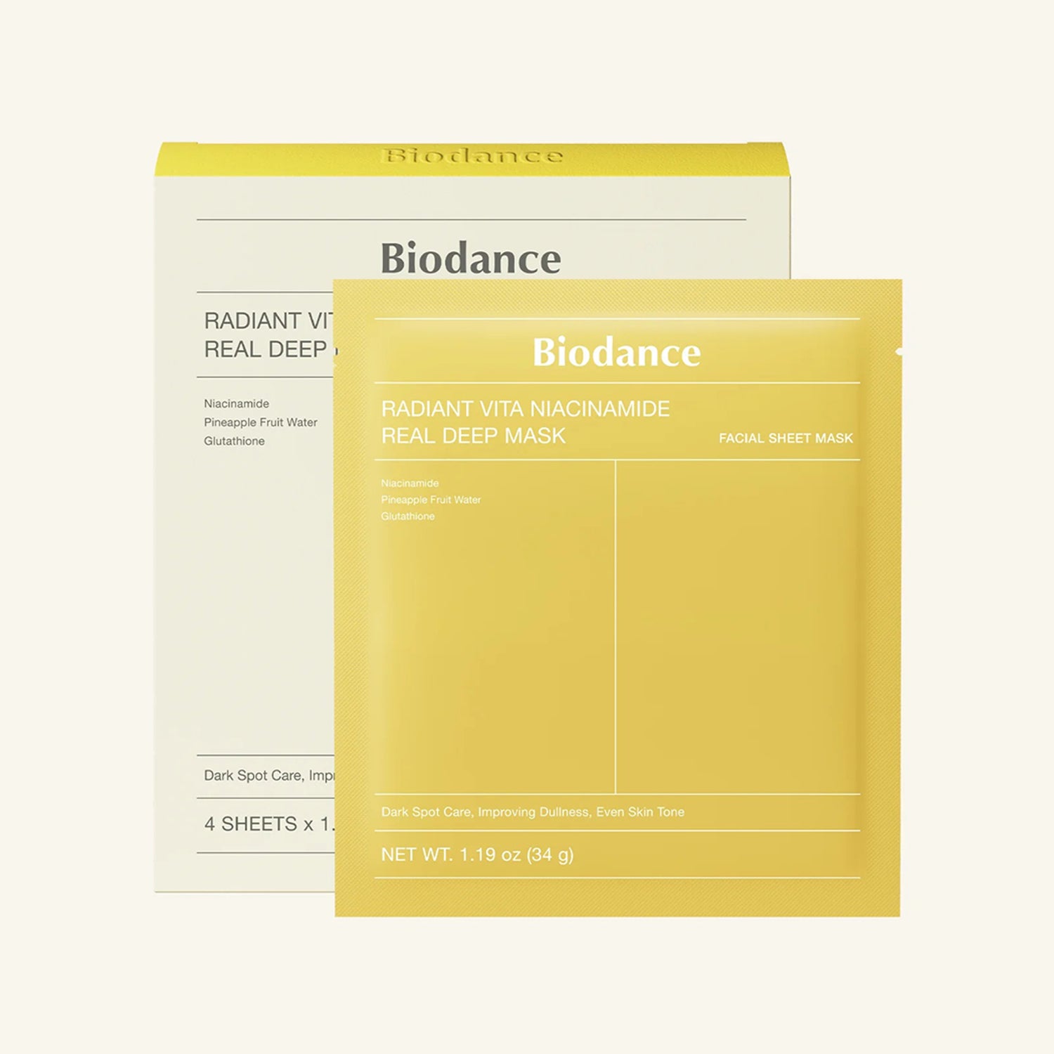 Biodance Radiant Vita Niacinamide Real Deep Mask 34g*4
