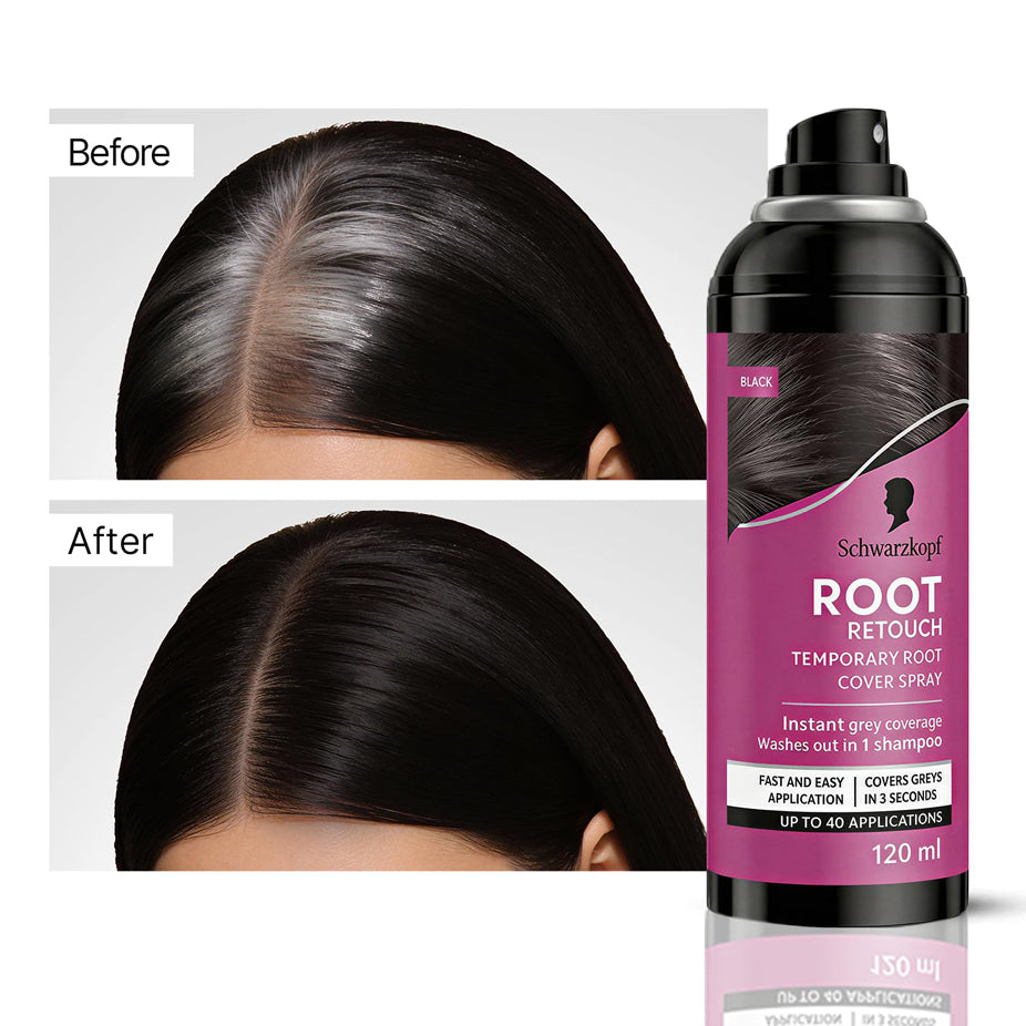 Schwarzkopf Root Retouch Temporary Root Cover Spray for Instant Grey Coverage 120ML