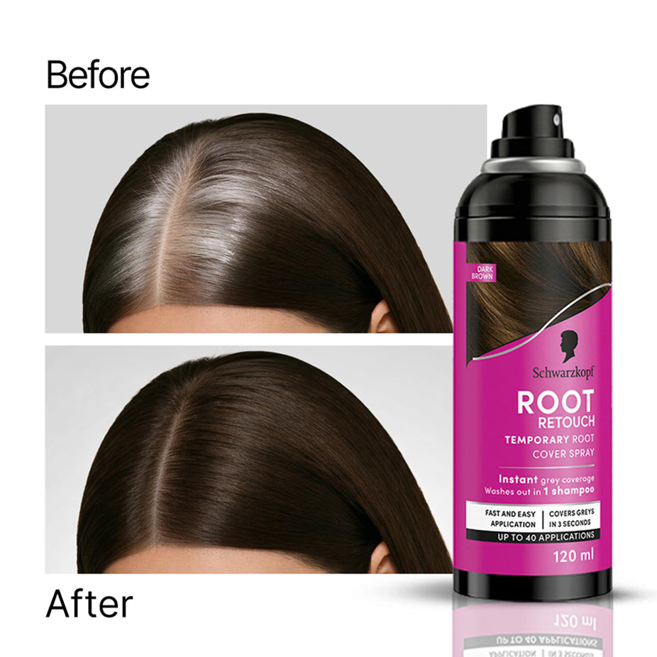 Schwarzkopf Root Retouch Temporary Root Cover Spray for Instant Grey Coverage 120ML