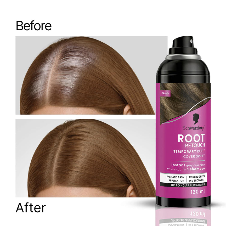 Schwarzkopf Root Retouch Temporary Root Cover Spray for Instant Grey Coverage 120ML