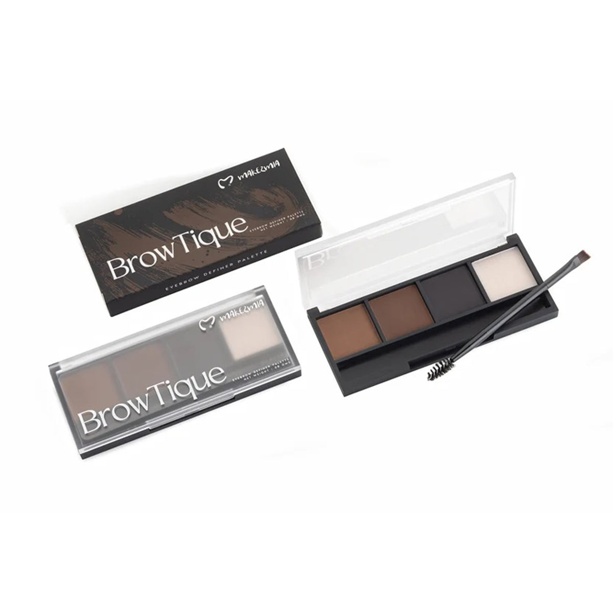 Makezmia BrowTique Eyebrow Definer Palette 3 Brow Powders+Styling Wax 8G