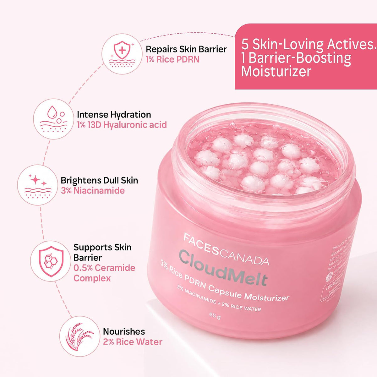 Faces Canada CloudMelt 3Per Rice PDRN Capsule Moisturizer 65G