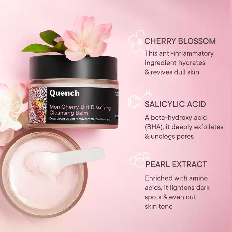 Quench Dirt Dissolving Cleansing Balm with Cherry Blossom to Remove Makeup & Sunscreen