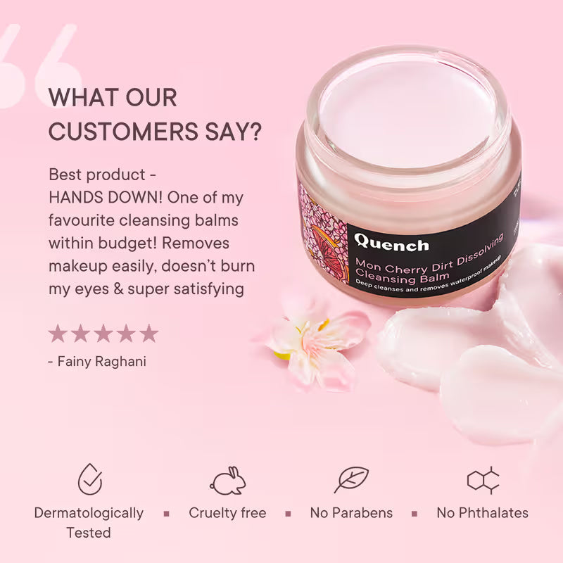Quench Dirt Dissolving Cleansing Balm with Cherry Blossom to Remove Makeup & Sunscreen