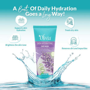OLIVIA SKIN HYDRATING FACE WASH WITH ALOE VERA CUCUMBER AND LAVENDER 100ML